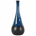Urban Trends Collection Stoneware Bellied Round Vase with Small Mouth, Blue - Large 11427